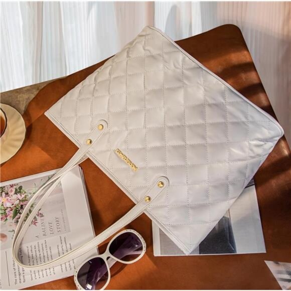 Trendy Quilted Handbag for Women Tote Purse Shoulderbag Large Fashion Hobo Purse - Picture 2 of 6